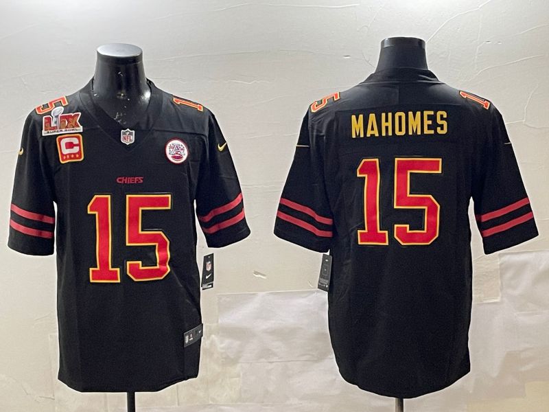 Men Kansas City Chiefs #15 Mahomes Black 2025 Nike Vapor Limited NFL Jersey style 17